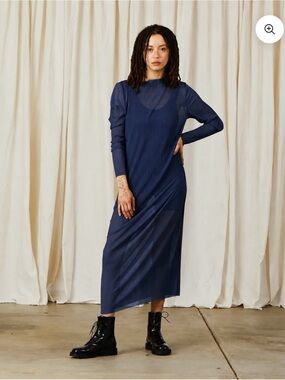 Ali Golden Mesh Dress Navy